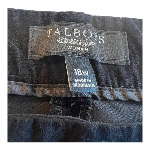 Talbots Signature Black Velvet Trousers Pants Cuffed Ankles in Size 18W Woman - Picture 5 of 13